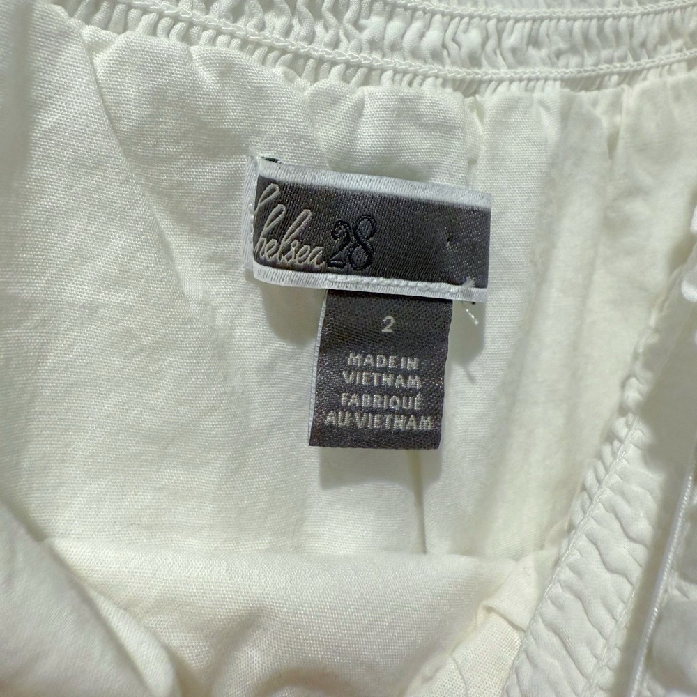 Chelsea28 White Cotton Off Shoulder Embroidered Floral Lined Cottagecore Dress 2 - Picture 7 of 9